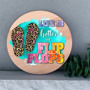 Beach Decor 12" Thin Birch Wood Round Handmade Wall Art